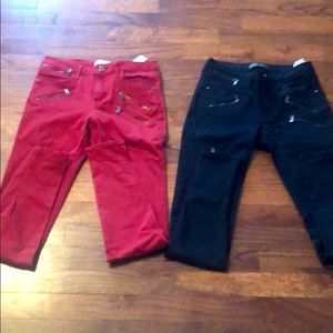 Black and maroon skinny jeans Zara size 2